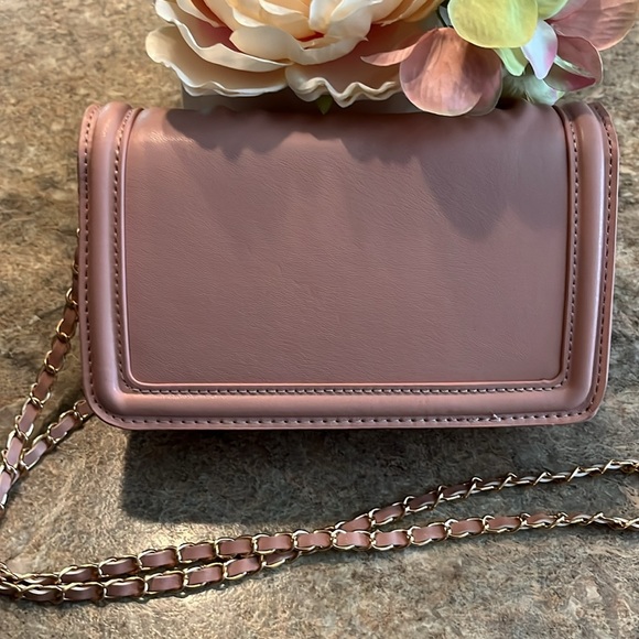 BADGLEY MISCHKA Gold Pleated Crossbody Bag in Blush Pink NWOT - Picture 4 of 10